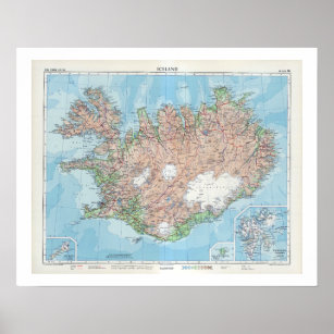 Vintage Map of Iceland Poster