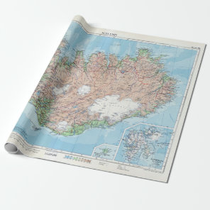 Vintage Map of Iceland Wrapping Paper