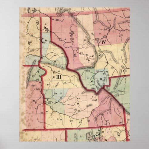 Vintage Map of Idaho 1866 Poster