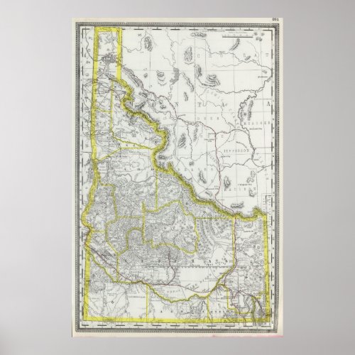 Vintage Map of Idaho 1889 Poster