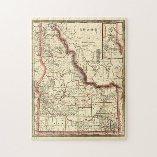 Vintage Map of Idaho 1896 Jigsaw Puzzle