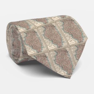 Vintage Map of Illinois (1893) Neck Tie