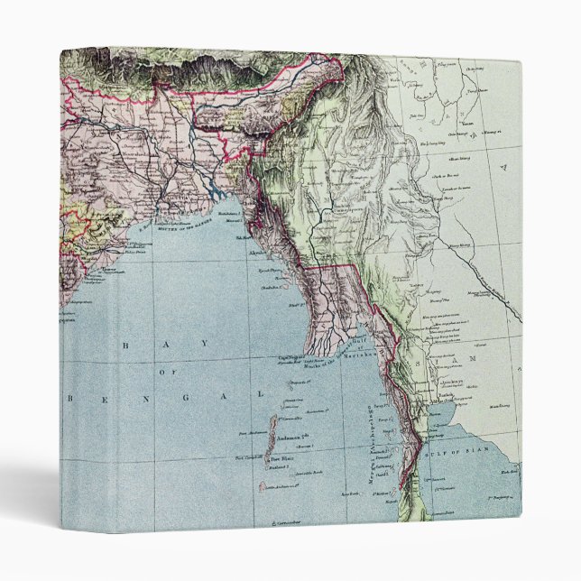 Vintage Map of India | 1877 3 Ring Binder (Front/Spine)