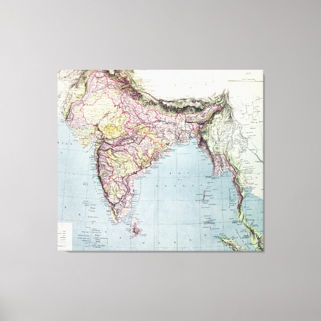 Vintage Map of India | 1877 Canvas Print (Front)