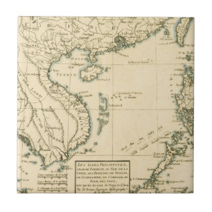 Vintage Map of India Indian Ocean Ceramic Tile