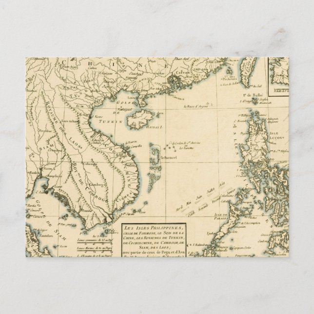 Vintage Map of India |  Indian Ocean Postcard (Front)