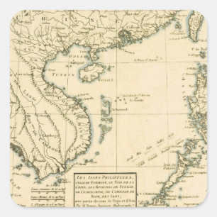 Vintage Map of India Indian Ocean Square Sticker