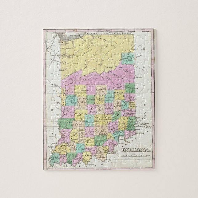 Vintage Map of Indiana (1827) Jigsaw Puzzle (Vertical)