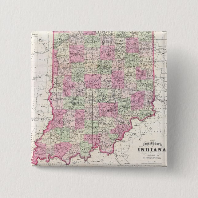 Vintage Map of Indiana (1864) Button (Front)