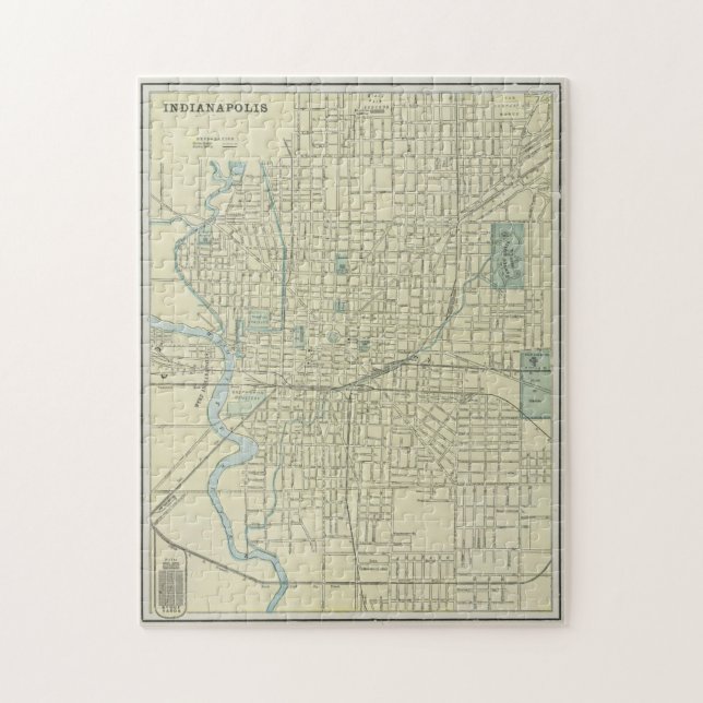 Vintage Map of Indianapolis Indiana (1901) Jigsaw Puzzle (Vertical)