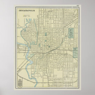 Vintage Map of Indianapolis Indiana (1901) Poster