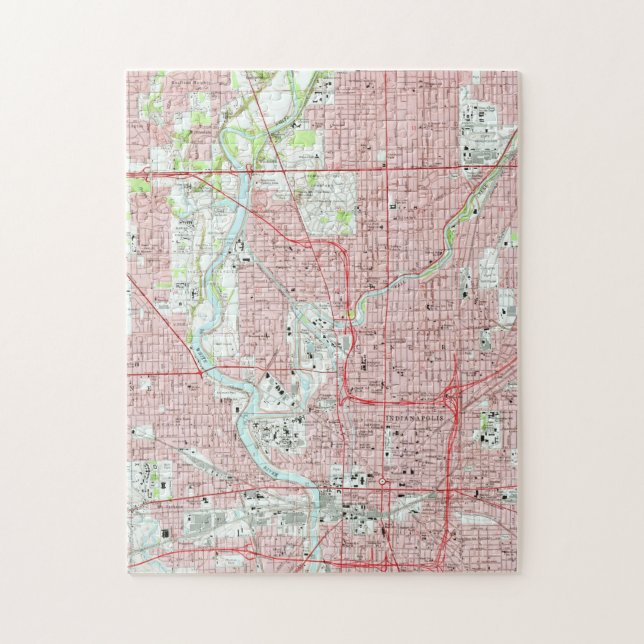 Vintage Map of Indianapolis Indiana (1967) Jigsaw Puzzle (Vertical)