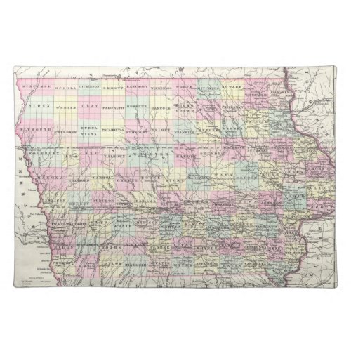Vintage Map of Iowa 1855 Placemat