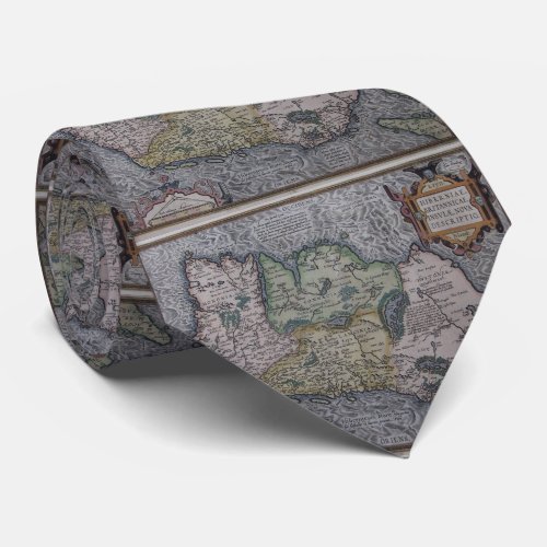 Vintage Map of Ireland 1592 Neck Tie