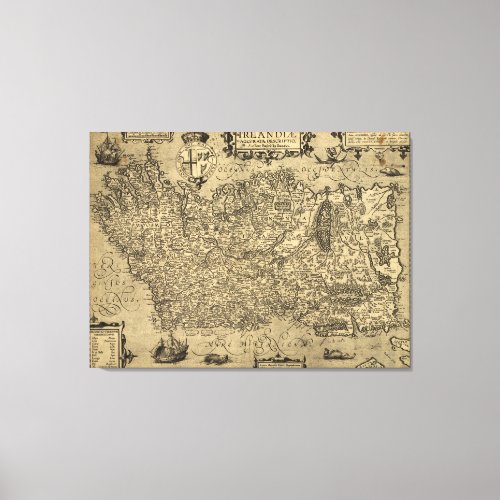 Vintage Map of Ireland 1606 Canvas Print