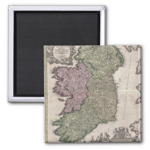 Vintage Map of Ireland 1716 Magnet