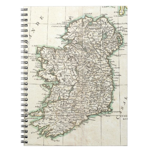 Vintage Map of Ireland (1771) Notebook (Front)