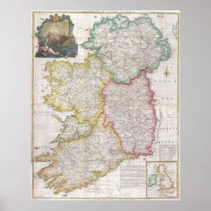 Vintage Map of Ireland (1794) Poster
