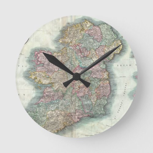 Vintage Map of Ireland 1799 Round Clock