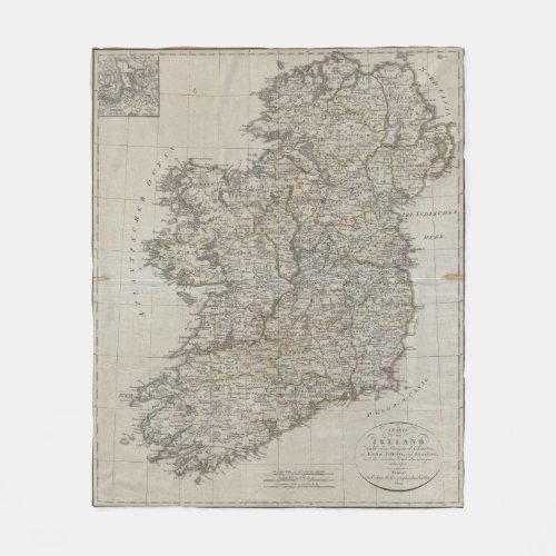 Vintage Map of Ireland 1804 Fleece Blanket