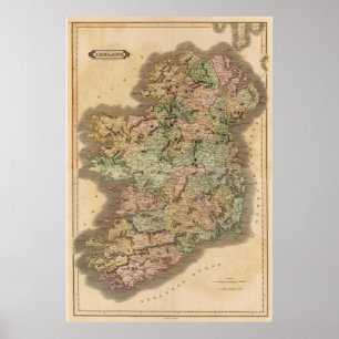 Vintage Map of Ireland (1831) Poster