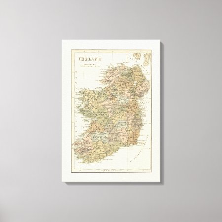 Vintage Map Of Ireland 1862 Canvas