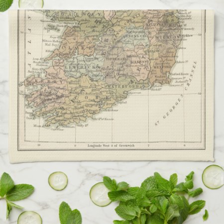 Vintage Map Of Ireland 1862 Kitchen Tea Towel
