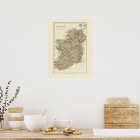 Vintage Map Of Ireland 1862 Poster