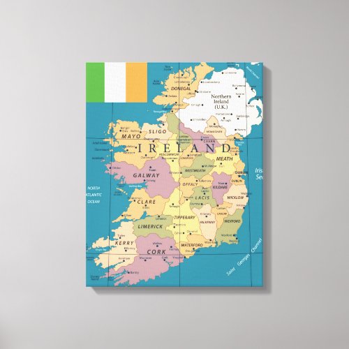 Vintage Map of Ireland Canvas Print
