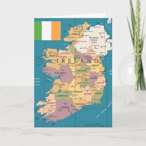 Vintage Map of Ireland Card