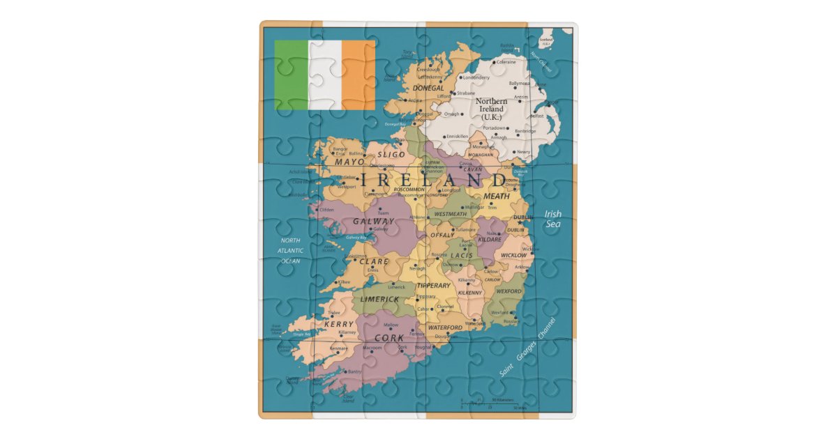 Vintage Map of Ireland Jigsaw Puzzle Zazzle