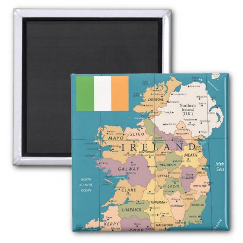 Vintage Map of Ireland Magnet