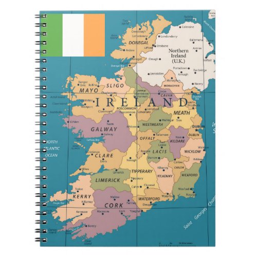 Vintage Map of Ireland Notebook