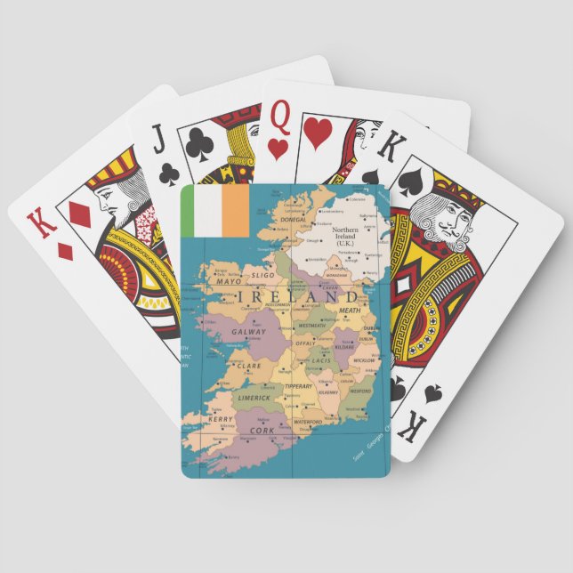 Vintage Map of Ireland Poker Cards (Back)