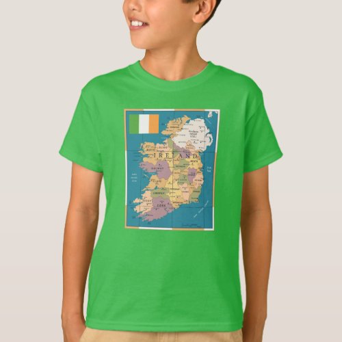 Vintage Map of Ireland T_Shirt