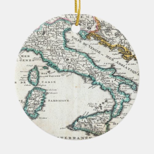 Vintage Map of Italy 1706 Ceramic Ornament