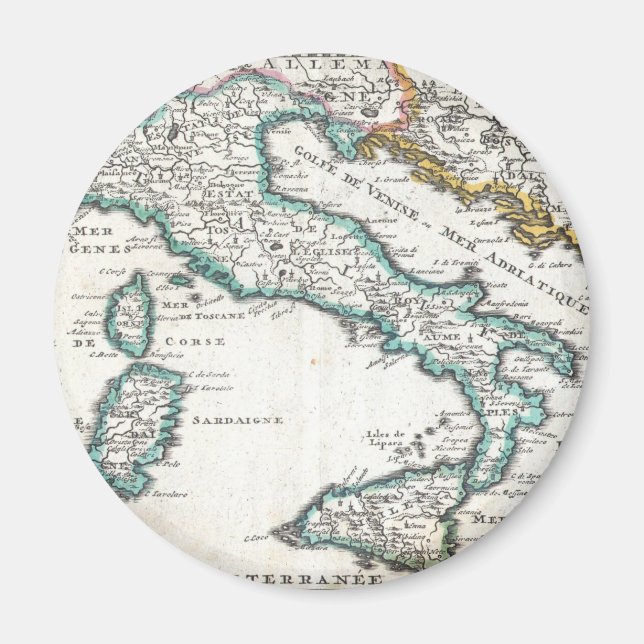 Vintage Map of Italy (1706) Magnet (Front)