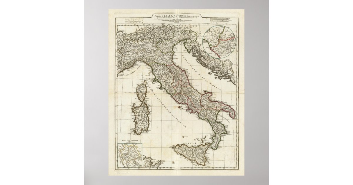 Vintage Map of Italy (1764) Poster | Zazzle