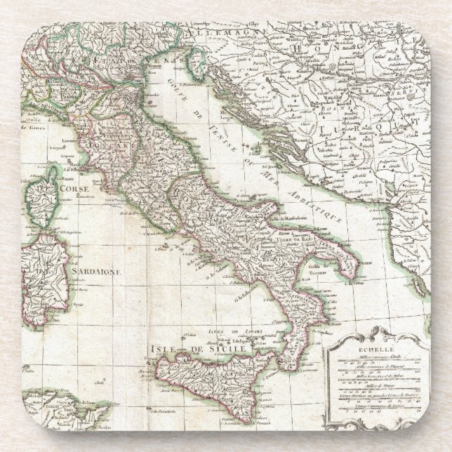Vintage Map of Italy (1770) Beverage Coaster (Front)