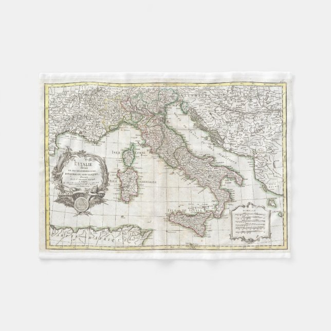 Vintage Map of Italy (1770) Fleece Blanket (Front (Horizontal))