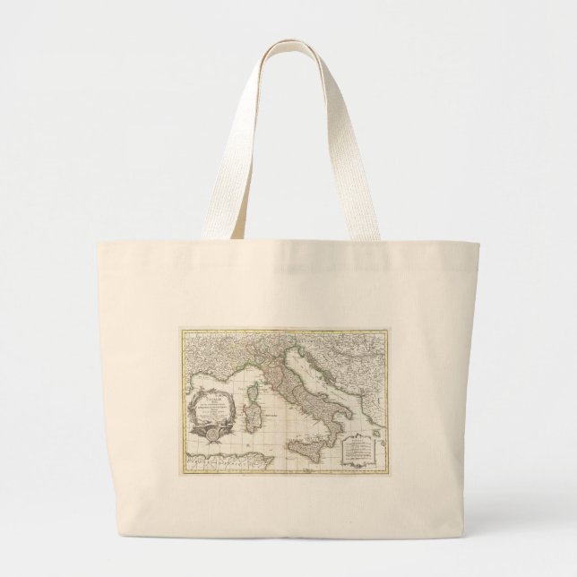 Vintage Map of Italy (1770) Large Tote Bag (Front)