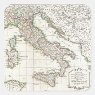 Vintage Map of Italy (1770) Square Sticker
