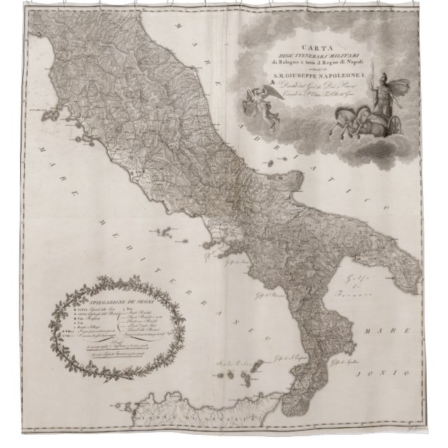 Vintage Map of Italy (1808) Shower Curtain (Front)