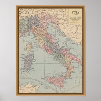 Vintage Map Of Italy Poster by Mapology at Zazzle