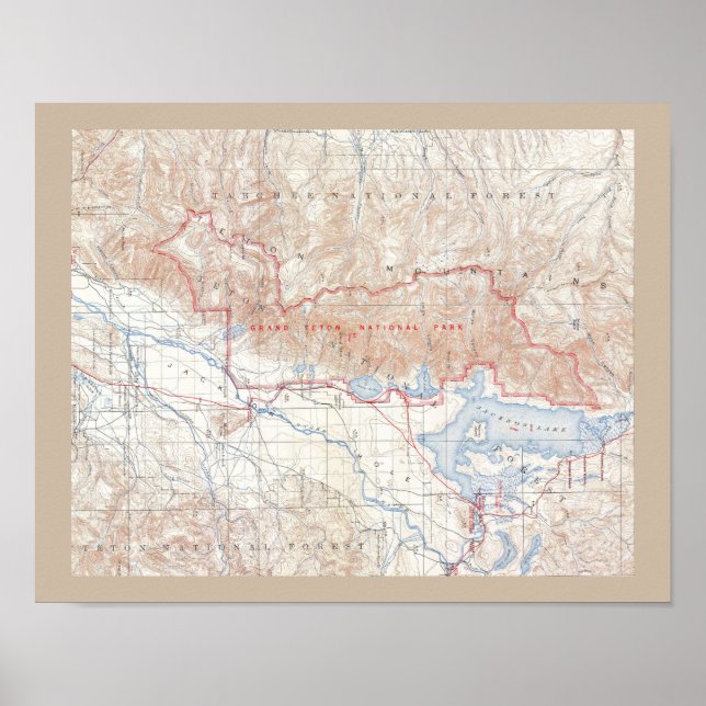 Vintage Map of Jackson Hole & Grand Tetons Poster (Front)