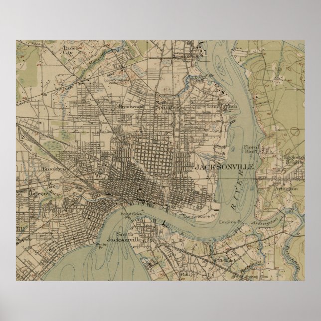 Vintage Map of Jacksonville Florida (1917) Poster (Front)