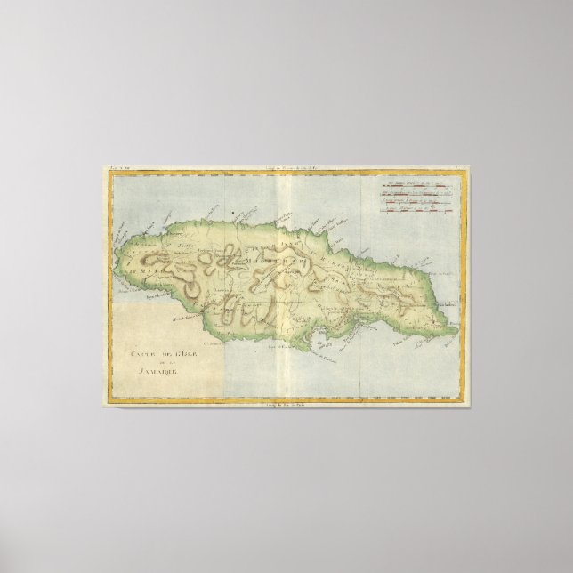 Vintage Map of Jamaica (1780) Canvas Print (Front)