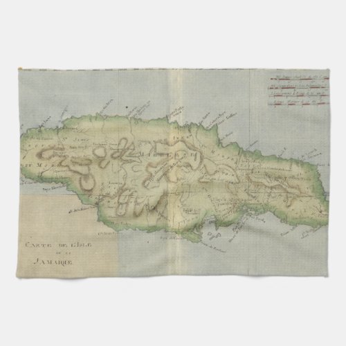 Vintage Map of Jamaica 1780 Kitchen Towel