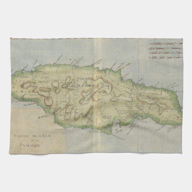 Vintage Map of Jamaica (1780) Kitchen Towel (Horizontal)