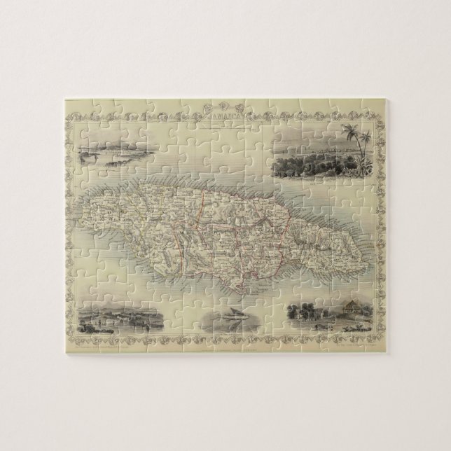 Vintage Map of Jamaica (1851) Jigsaw Puzzle (Horizontal)